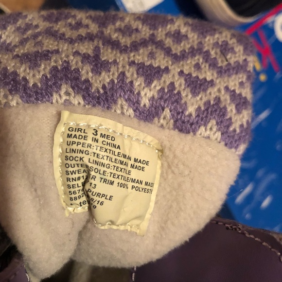 Girls Purple Totes Winter Boots Gently Used SZ 3 - Picture 5 of 8